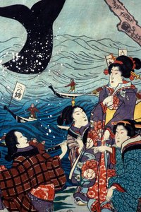 Hét part virágzása nagy halakkal (Nana ura tairyō hanjō no zu) alkotó: Utagawa Kuniyoshi