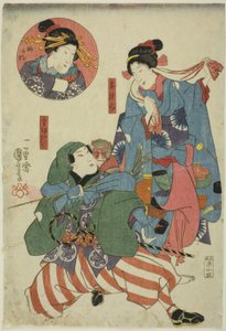 Tea C and rs Band Sake Doctor As Tea Nik Family (Tea Picker), Uzaemon Ichimura Monkey Trainer (Monkey Tour), Idea Onoe Kikukoro I As Umegae (Inse) t) alkotó: Utagawa Kuniyoshi