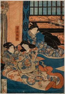 Joban reggel, kóstolja meg a Yoshitsune forrás köveit, a Kabuki Assene tagja (xyog et al. Phy hangpapír) alkotó: Utagawa Kuniyoshi