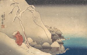 Utazás hóviharban, kb. 1830. alkotó: Utagawa Kuniyoshi