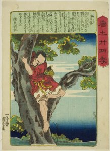 Zeng Shen (So Shin), a "A gyermeki jámborság huszonnégy példaképe Kínában (Morokoshi nijushiko)" sorozatból alkotó: Utagawa Kuniyoshi
