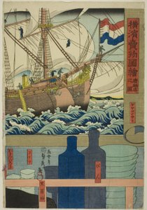 Curio Shop (Karamono ten no zu), a "Pictures of Goods for Sale at Yokohama (Yokohama urimono zue)" sorozatból alkotó: Utagawa Sadahide