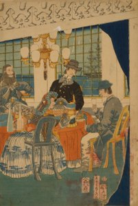 Egy külföldi kereskedelmi ház társalgója Yokohamában, 1861 alkotó: Utagawa Sadahide