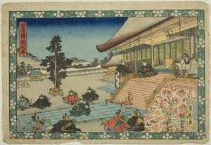 A nyitójelenet (Daijo), a "Sugawara titkai (Sugawara denju)" című sorozatból. alkotó: Utagawa Sadahide
