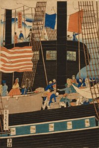 Nyugati kereskedők rakományt Yokohamában, 1861