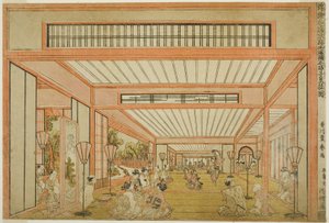 Kilátás a fogadószobákra Japánban – Szórakozás a Patkány Napján modern stílusban, 1771-76 körül alkotó: Utagawa Toyoharu