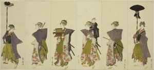 Egy daimjó felvonulás paródiája alkotó: Utagawa Toyohiro