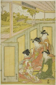 Hölgyek a paraván mögött egy daimyo kastélyban alkotó: Utagawa Toyokuni I