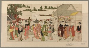 Újévi zarándoklat a Horinouchi Myohoji templomba (Horinouchi Myohoji eho mairi no zu) alkotó: Utagawa Toyokuni I