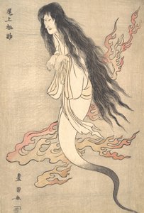 Onoe Matsusuke, mint a meggyilkolt feleség, Oiwa szelleme, az A Tale of Horror from the Yotsu..., 1812-ben.