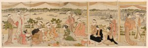 Előadás a Sumida folyóra néző verandán alkotó: Utagawa Toyokuni I