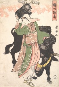 A színész Segawa Roko, mint az ökröt vezető Ohara erdőárus, kb. 1810.