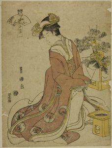 Az első hónap (Sho gatsu), a "Divatos tizenkét hónap (Furyu junikagetsu)" sorozatból alkotó: Utagawa Toyokuni I