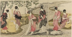 Mosóruha patakban alkotó: Utagawa Toyokuni I
