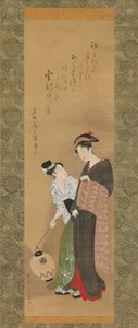 Nő és kísérő, kb. 1795. alkotó: Utagawa Toyokuni I