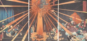 Akugenta szelleme bosszút áll Nanbán a Nunobiki-vízesésnél, 1856, 2. hónap. alkotó: Utagawa Yoshifusa