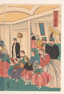 A külföldiek egy banketten szórakoznak alkotó: Utagawa Yoshikazu