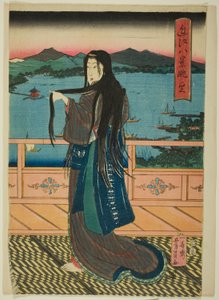 A Biwa-tó nyolc kilátása esténként (Omi Hakkei Moku) alkotó: Utagawa Yoshikazu