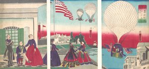 American Balloon Ascension Amerikakoku, 1867. alkotó: Utagawa Yoshitora