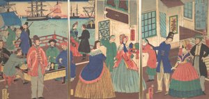 Öt ország evésének és ivásának képe, 1861, 12. hónap. alkotó: Utagawa Yoshitora