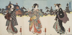 Jelenet a Genji monogatari-ból (Genji meséje), Murasaki Shibuku (sz. 978) c. 1860 (színes fatömbnyomat)