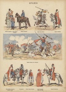Szpáhik, a francia hadsereg gyarmati katonái (színes litho)