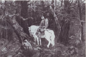 Gondolatban  (Lovag lovag belép egy sűrű erdőbe) alkotó: V.Vasnetsov