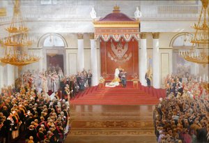 Miklós császár trónbeszéde az első Állami Duma megnyitása alkalmából alkotó: V Polyakov