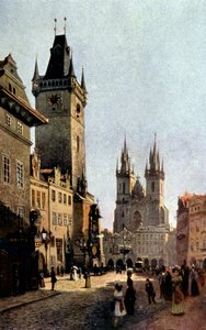 a Starometsky tér és a városháza Prágában, kb. 1900 (nyomtatott)