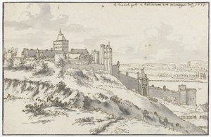 Kilátás a Valkhofra és a Belvedere-re Nijmegenben alkotó: Valentijn Klotz (possibly)
