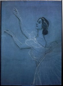 Anna Pavlova (1882-1931) balerina Frederic Chopin (1810-1849) "Sylphides" című balettjében (részlet). Valentin Alekszandrovics Szerov (1865-1911) alkotása, tempera és kréta vászonra alkotó: Valentin Aleksandrovich Serov