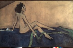 Ida Rubinstein (1885-1960) balerina portréja. Valentin Alekszandrovics Szerov (1865-1911) munkája, tempera és fekete kréta vásznon alkotó: Valentin Aleksandrovich Serov