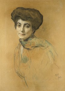 Elena Ivanovna Roerich portréja, 1909 (pasztell és wc testszínekkel, világosbarna papíron)