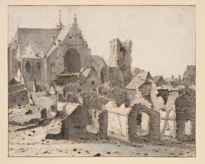 Kilátás a sírról a Maason egy ostrom után, 1675. március 2. (grafit, toll és barna tinta, szürkéskék mosás papíron) alkotó: Valentin Klotz