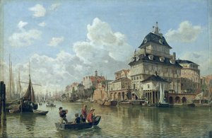 A csónakház a hamburgi kikötőben, 1850