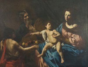 Szent család fiatal Keresztelő Szent Jánossal alkotó: Valentin de Boulogne