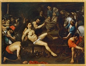 Martyrdom of Saint Lawrence ... (festmény, vászon) alkotó: Valentin de Boulogne