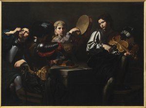 Zenészek és katonák alkotó: Valentin de Boulogne