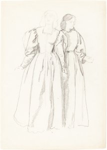 Tanulmány két fiatal nőről [recto] alkotó: Valentine Cameron Prinsep