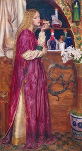 A királynő a szalonban volt, kenyeret és mézet evett (olaj a panelen) alkotó: Valentine Cameron Prinsep
