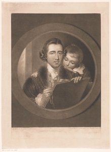 Benjamin West művész portréja fiával, Raphaellel alkotó: Valentine Green