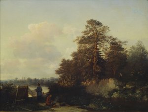 Táj horgászokkal, 1852 alkotó: Valerian Konstantinovich Kamenev