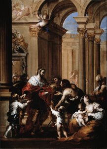 IX. Lajos francia király jótékonysága (1214-1270) (IX. Lajos francia király alamizsnát ad) Valerio Castello (1624-1659) festménye Genes, Musei di Strada Nuova (ex Palazzo Bianco)