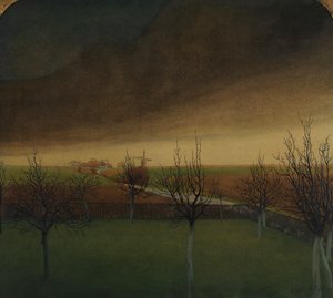 Tavasz előtt (akvarell papíron) alkotó: Valerius de Saedeleer