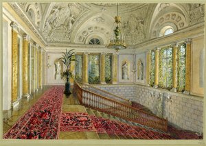 Lépcsőház egy palotában. Vaszilij Szemjonovics Szadovnyikov (1800-1879) munkája, akvarell papíron alkotó: Vasili Semenovich Sadovnikov