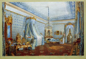 A szoba a Jusupov-palotában (Moika-palota) Szentpéterváron (A szoba a Jusupov-palotában Szentpéterváron). Vaszilij Szemjonovics Szadovnyikov (1800-1879) munkája, akvarell papíron. orosz művészet