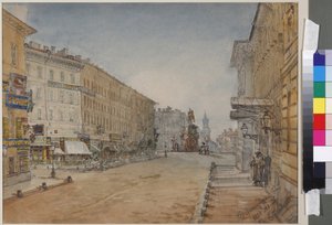Voznyesensky Prospekt, Szentpétervár, Szadovnyikov, Vaszilij Szemjonovics (1800-1879). Akvarell papíron