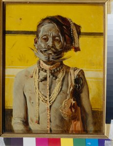 Egy fakír (A fakír) - Vaszilij Vasziljevics Verescsagin (Vaszilij Verescsagin) festménye (1842-1904), olaj, fa (24,2x18,8 cm) alkotó: Vasili Vasilievich Vereshchagin
