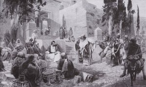Jézus és a házasságtörésen elfogott asszony (litho) alkotó: Vasilij Dmitrievich Polenov