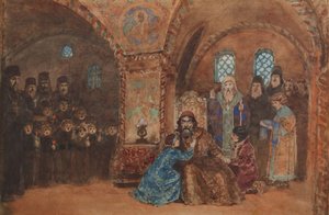 Színpadterv M. Muszorgszkij Borisz Godunov című operájához alkotó: Vasilij Dmitrievich Polenov